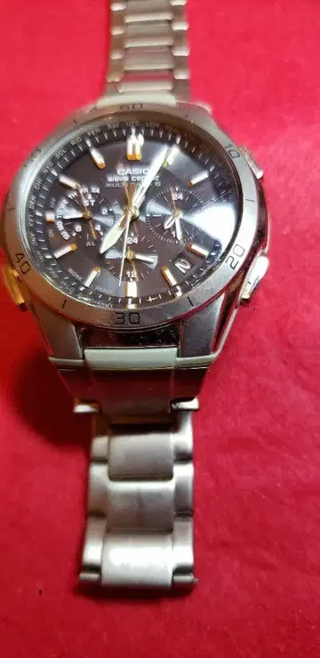 CASIO 웨이브셉터 크로노그래프 작동품 벨트 끊어짐