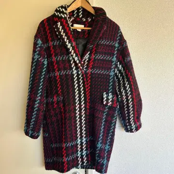 H&M 체크 무늬 트위드 울 코트