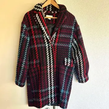 H&M 체크 무늬 트위드 울 코트