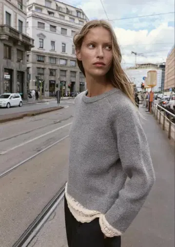 [ ZARA ] 새상품급 콤비 니트 스웨터 L 사이즈