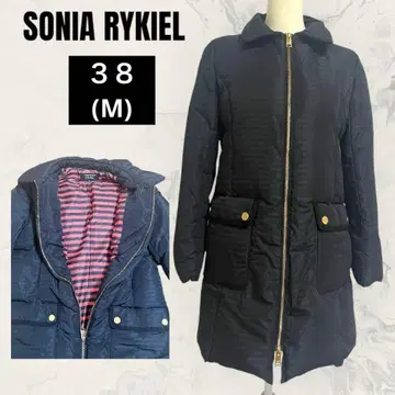 [ SONIA LYKIEL ] 다운 코트 38 블랙 스트라이프