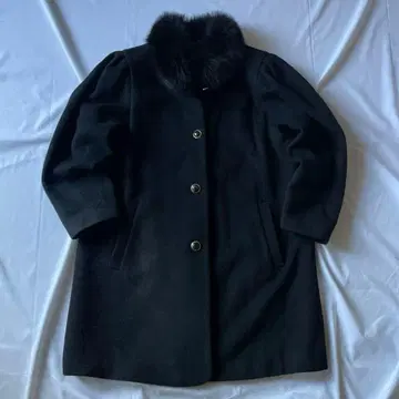 레어 00s 퍼 울 코트 블랙 Y2K 레트로 헤이세이 구제 의류 블랙