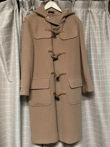 Brompton 베이지 더플 코트 헤링본 원단