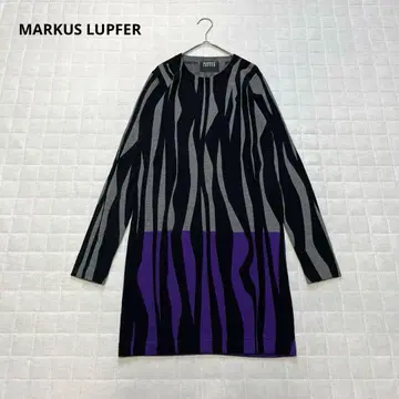 [마커스루퍼] 니트 원피스 긴팔 스웨터 제브라 보라색 M 절개