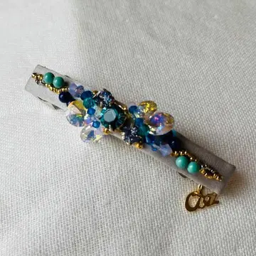 컴플렉스 비즈 머리핀 스톤 블루 계열