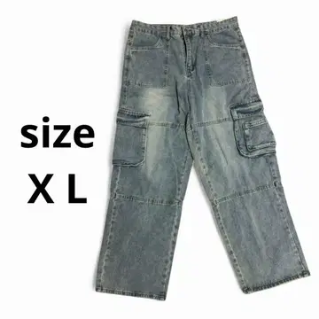 구제 의류 데님 와이드 카고 팬츠 XL
