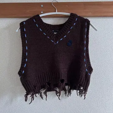 JIMWAG 브라운 V넥 니트 베스트