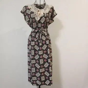 핑크하우스 롱 원피스 오리와 장미