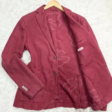 루비암 테일러 자켓 XL 린넨 레드 비즈니스 꽃무늬 올 패턴