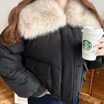 퍼 숏 기장 다운 블루종 M