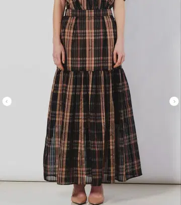 Sov. / 실크 오간자 체크 스커트