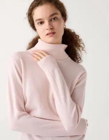 유니클로 캐시미어 터틀넥 니트 핑크 M