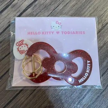 헬로키티 투 다이어리스 키링 레드 라메 미사용 카라비너