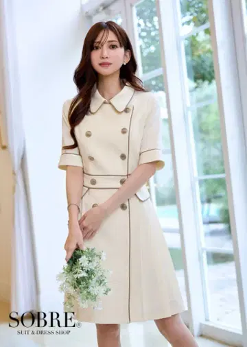 더블 브레스트 드레스 크림