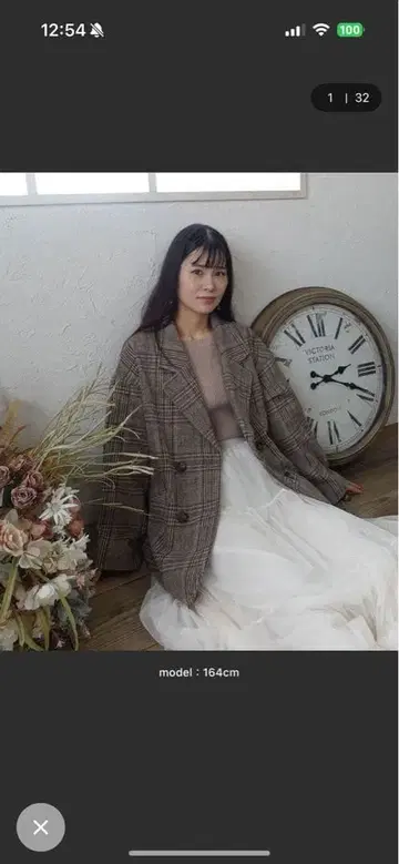 코너스 글렌체크 자켓 코트