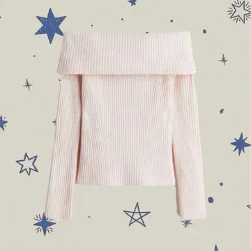 [ 새상품 ] H&M 오프숄더 리브 스웨터 옅은 핑크 S 사이즈