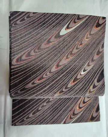 우즈마키 무늬 블랙과 브라운 그라데이션 후쿠로 오비