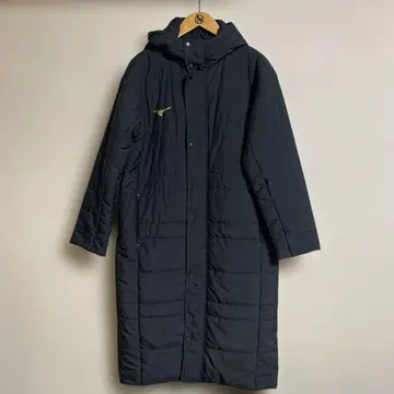 MIZUNO 미즈노 후드 롱 벤치 코트 블랙 S