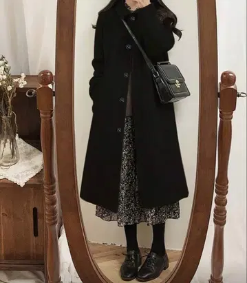 롱 코트 아우터 블랙