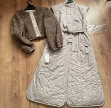 새상품 레이디 아젤 롱 코트 2개 세트 셋업 롱베스트 자켓