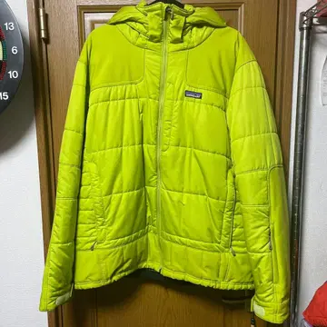 patagonia 후드 부착 다운 자켓 라임 그린