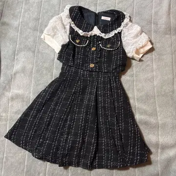 LIZ LISA 체크 무늬 미니 원피스 반팔 블랙 사이즈 0