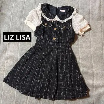 LIZ LISA 체크 무늬 미니 원피스 반팔 블랙 사이즈 0