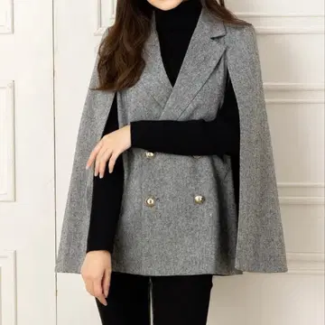 그레이 케이프풍 트위드 자켓