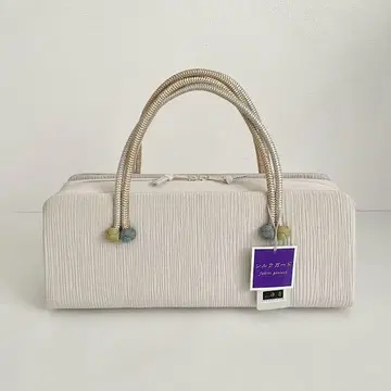 기모노 가방 가로 리큐 백 오다마키 연한 등나무색 순수 실크 일본제