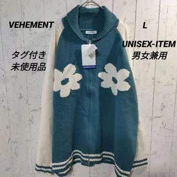 꽃무늬 니트 가디건 파랑과 화이트