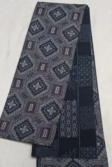 No.1772 오시마 명주 순수 실크 반폭 오비 헤코 오비 핸드메이드