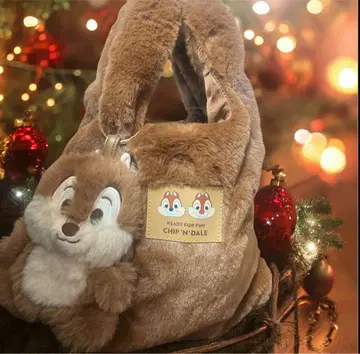 칩앤데일 퍼 백 & 봉제 인형 파우치 에코백 포함 & 지퍼 파우치