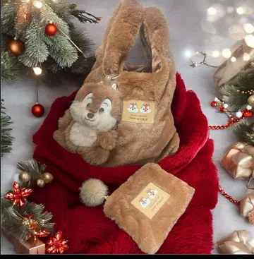 칩앤데일 퍼 백 & 봉제 인형 파우치 에코백 포함 & 지퍼 파우치