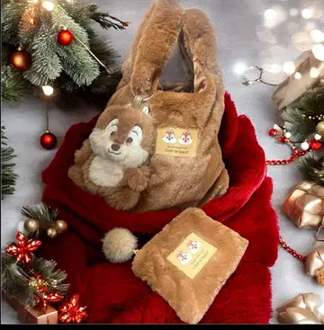 칩앤데일 퍼 백 & 봉제 인형 파우치 에코백 포함 & 지퍼 파우치