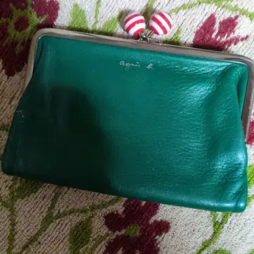 Agnes b. VOYAGE 그린 이단 접이식 가마구치 지갑