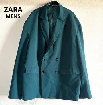 ZARA 남성용 다크 그린 더블 브레스트 테일러드 자켓 L