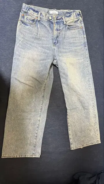 라이트 블루 와이드 레그 데님 팬츠