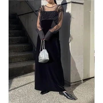 CAPRICIEUX LE'MAGE 튤 프릴 벨로아 원피스