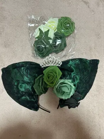 그린 꽃 장식 리본 헤어 액세서리 체육대회