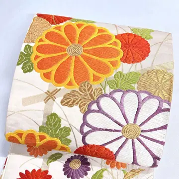 후쿠로 오비 당직 국화 금실 기모노 121tz