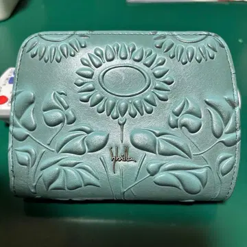 민트 그린 꽃무늬 접이식 지갑