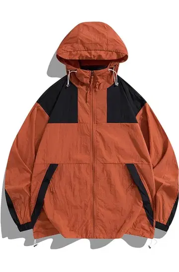 남녀 공용 윈드 브레이커 후드 부착