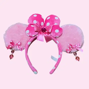 디즈니 미니 핑크 도트 귀걸이 포함 머리띠