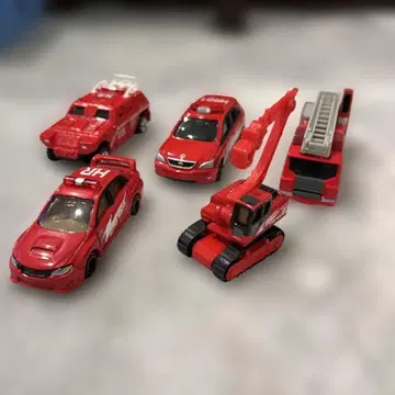 빨간색 소방 차량 미니카 5대 세트