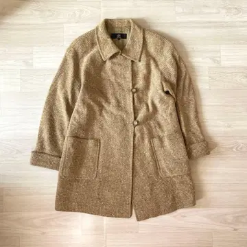 일본제 울 혼방 스텐카라 코트 미들 기장 L 내추럴