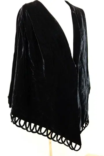 블랙 벨벳 프린지 가디건