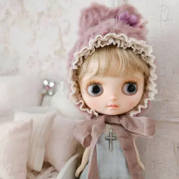 미디 브라이스, 미디 아이시 인형용 짙은 퍼플 핑크 토끼 귀 모자