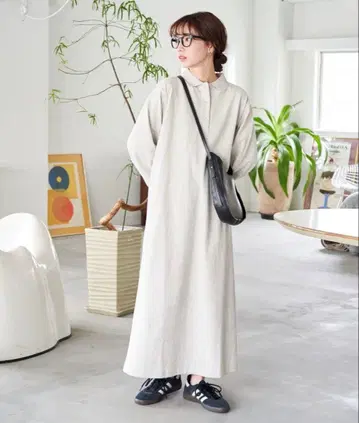 프릭스스토어 면 코튼 긴팔 원피스