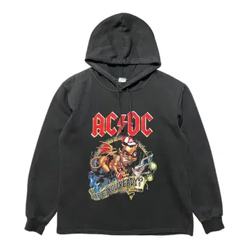 구제 의류 AC/DC 맨투맨 후드티 프린트 블랙 밴드 락