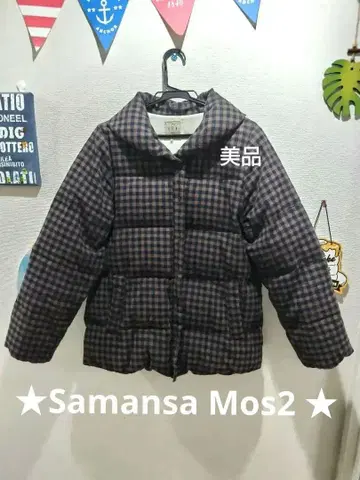 새상품급 sm2 사만사 모스모스 면 린넨 다운 체크